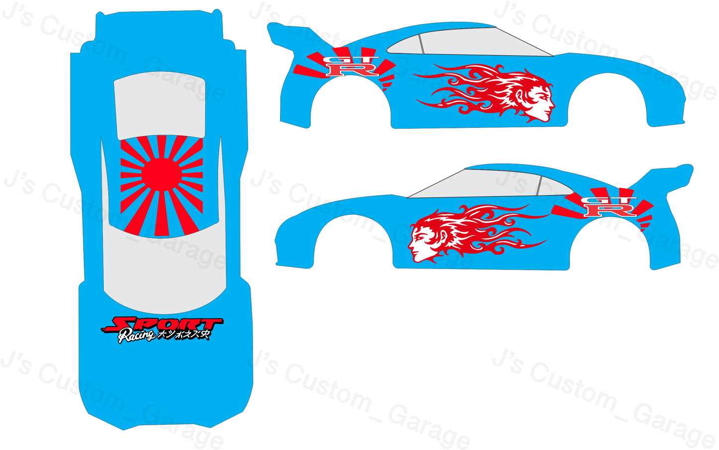 Sport Racing R35 white toner waterslide decal