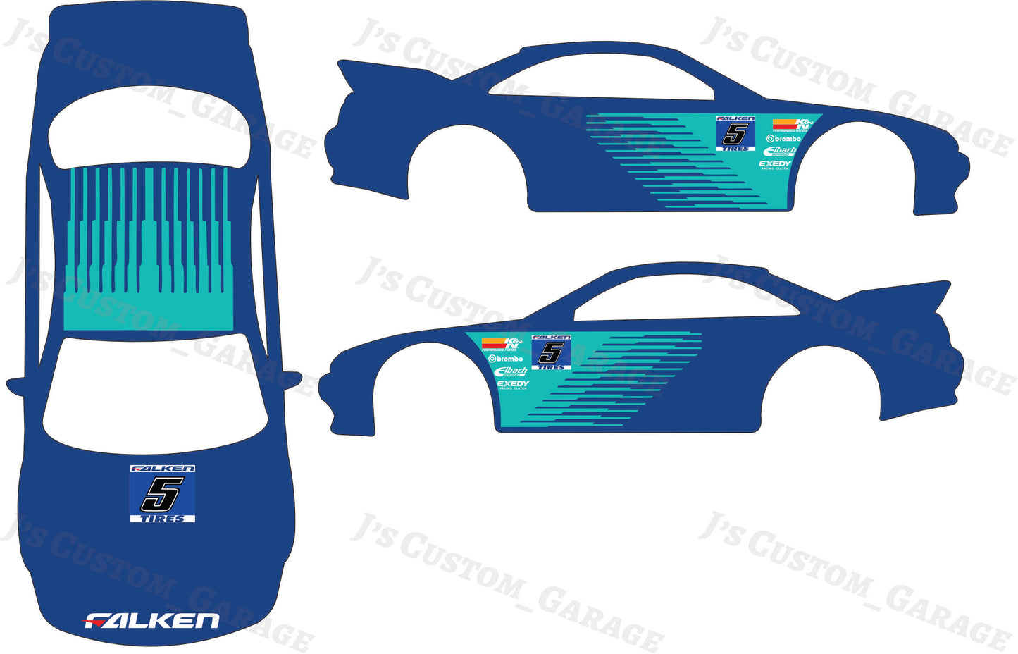 Teal falken universal waterslide decal