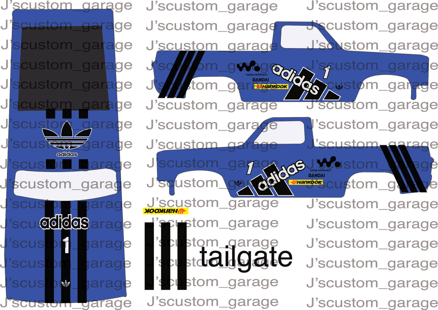 Adidas 83 Silverado waterslide decal