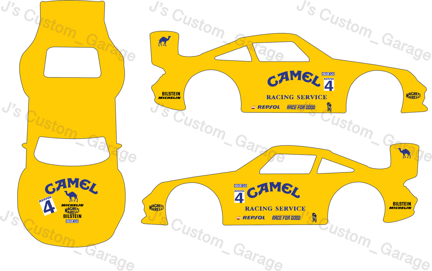 Camel racing porsche waterslide decal