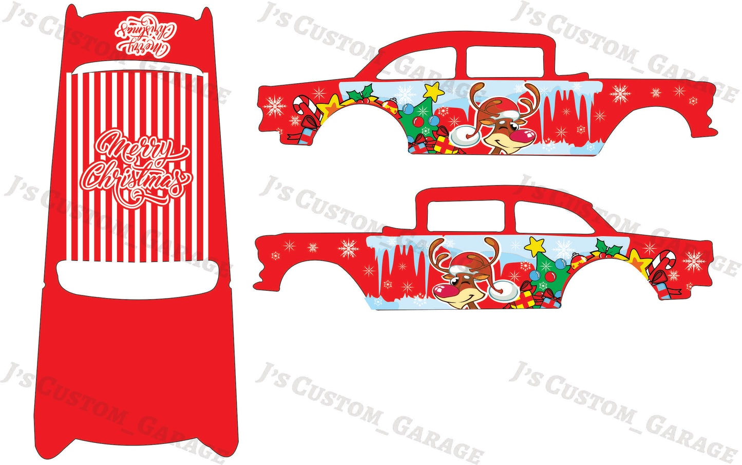 Reindeer Christmas 55 gasser waterslide decal