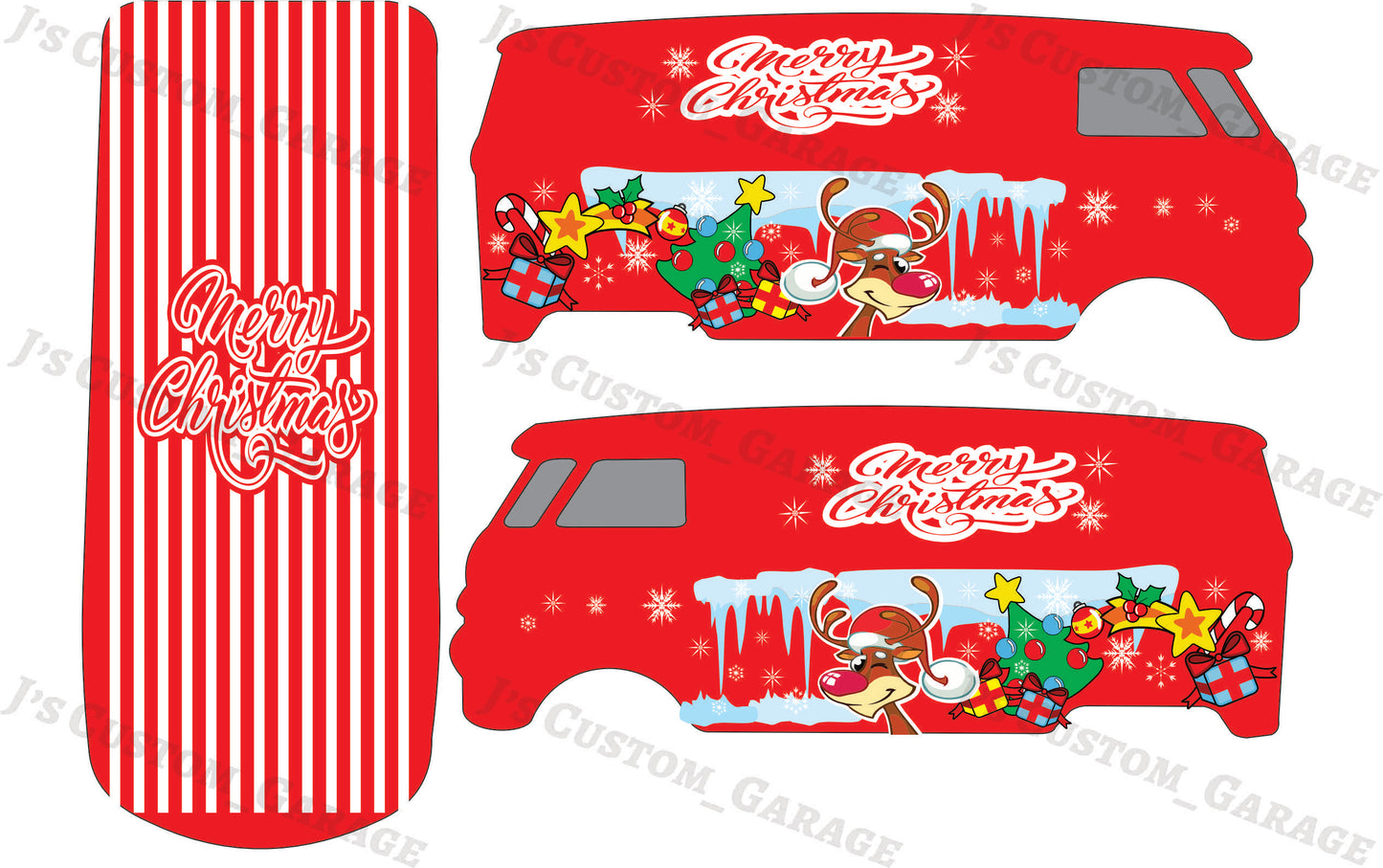 Reindeer Christmas Vw T1 panel bus waterslide decal