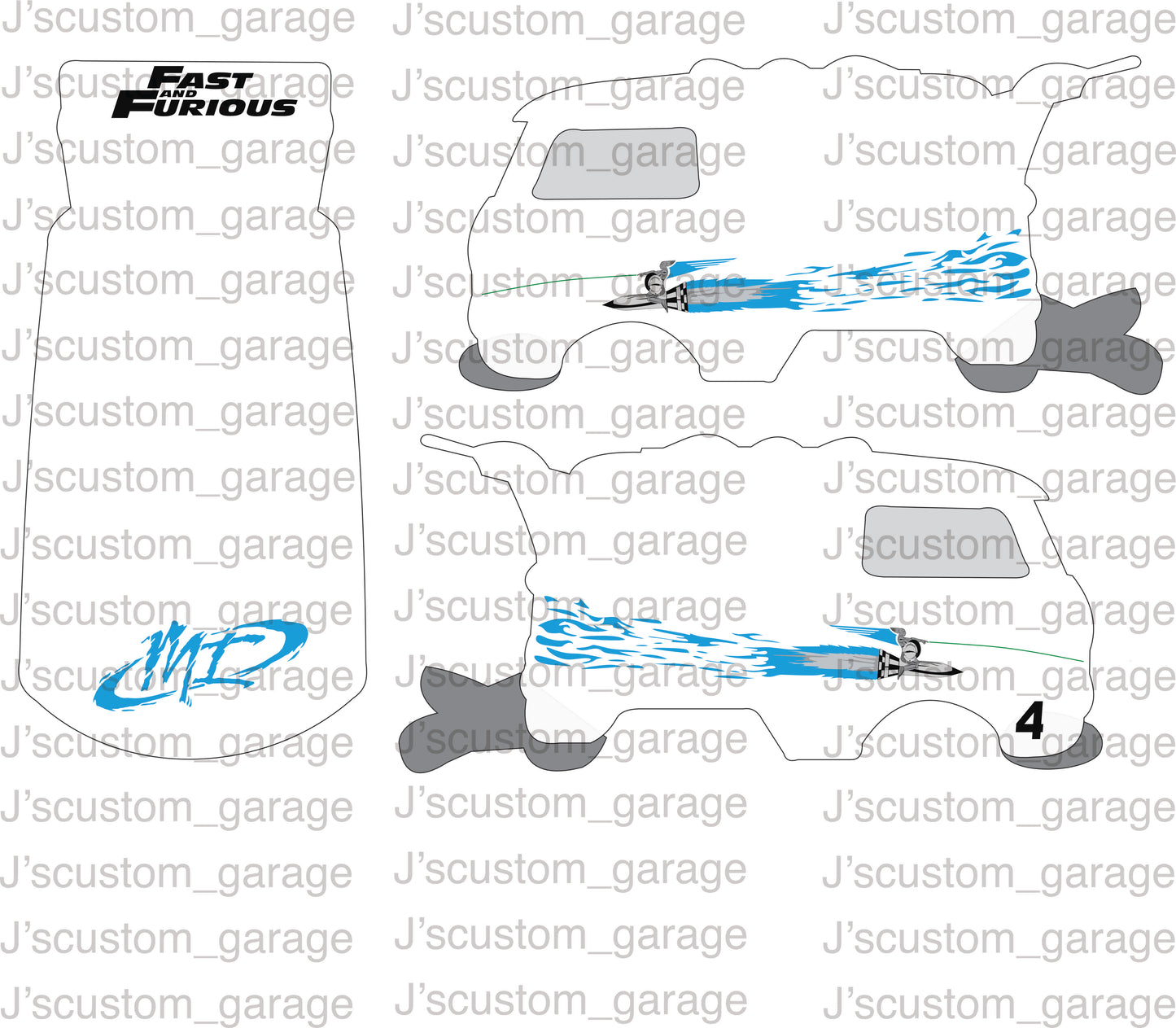 F&F jesses jetta Kool Kombi waterslide decal
