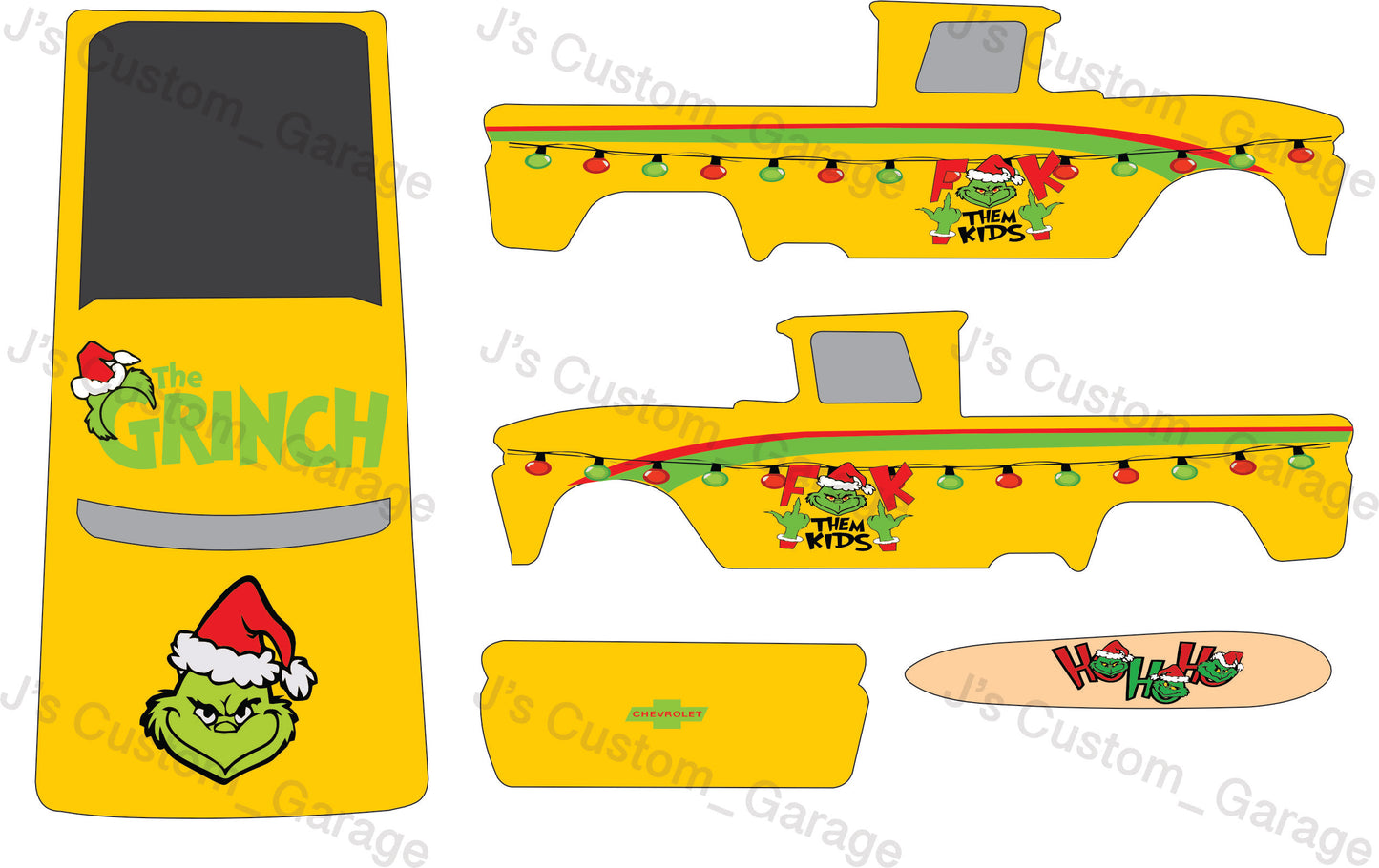 F$ck them kids grinch 62 chevy water slide decal