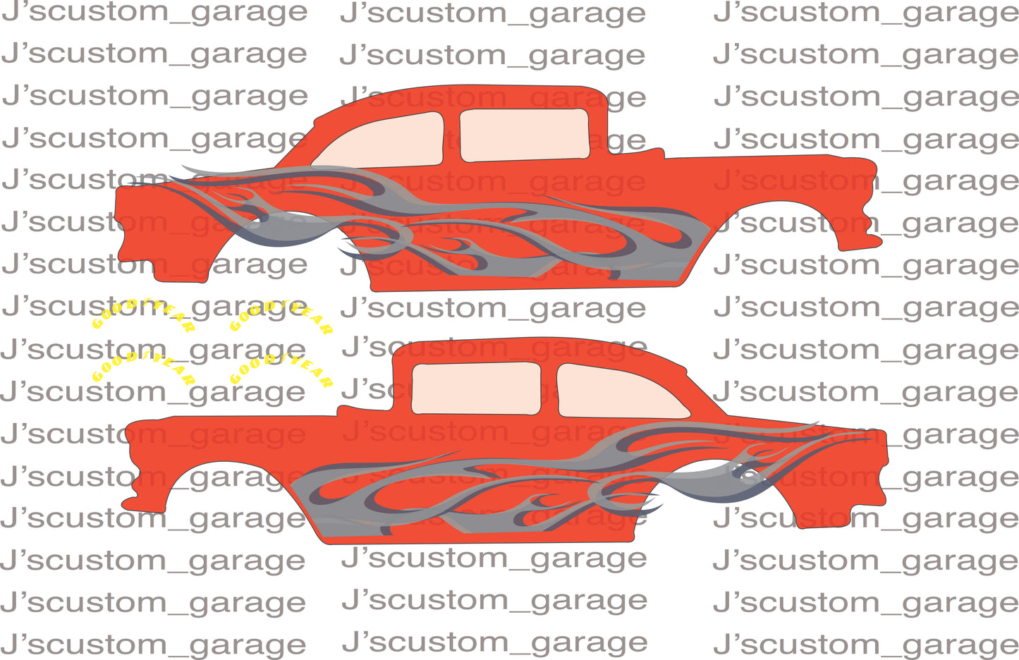 Race flames 55 Chevy Gasser waterslide decal