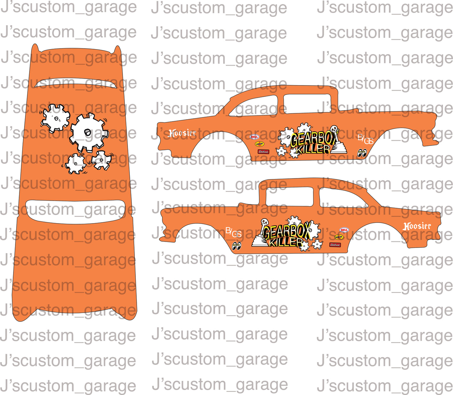 Gearbox Killer 55 Chevy Gasser waterslide decal