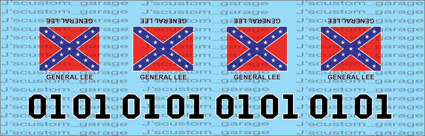 Universal General Lee decals waterslide decal