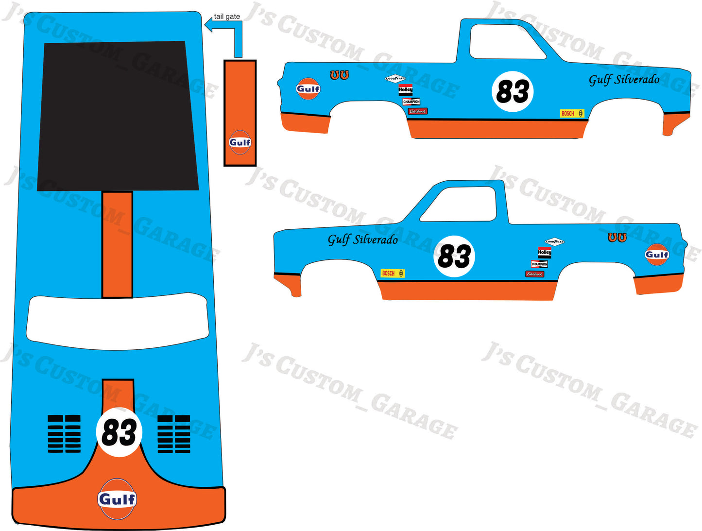 Gulf 83 Silverado waterslide decal