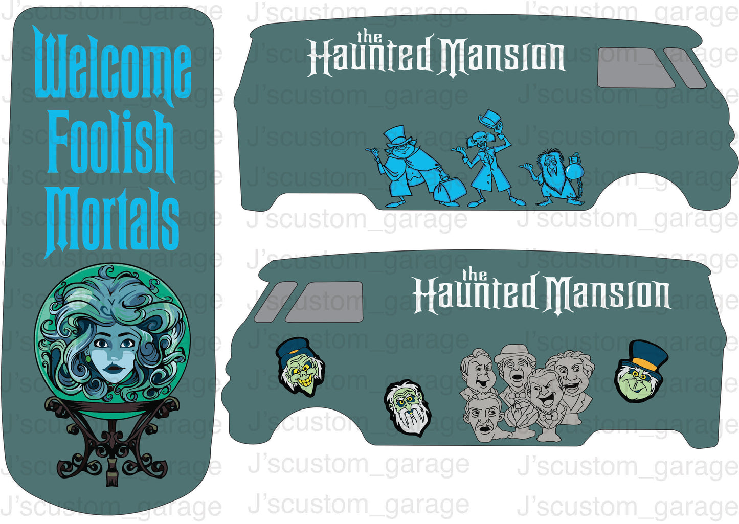 Haunted Mansion T1 panel bus waterslide decal