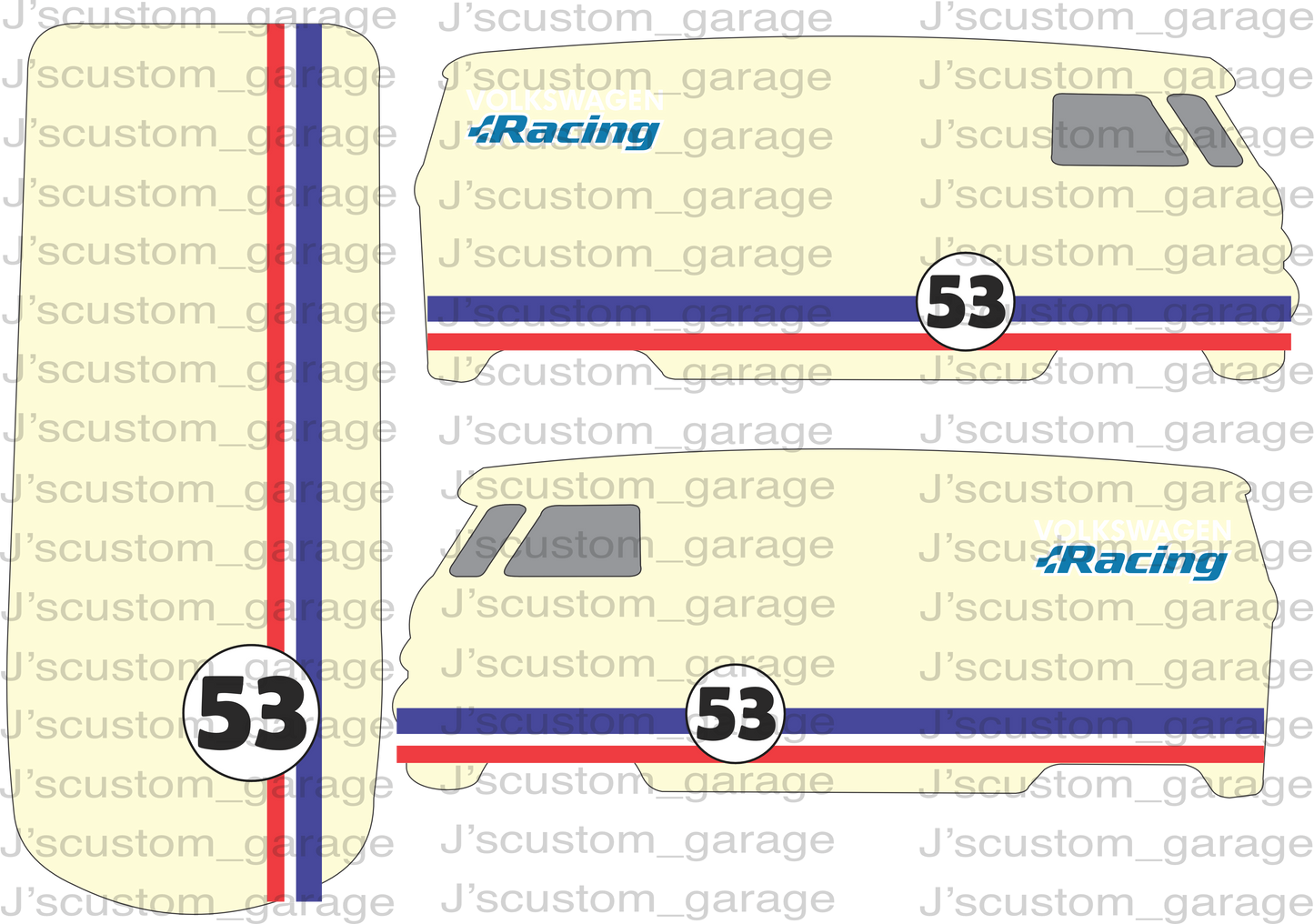 Herbie Volkswagen bus version 1 waterslide decal