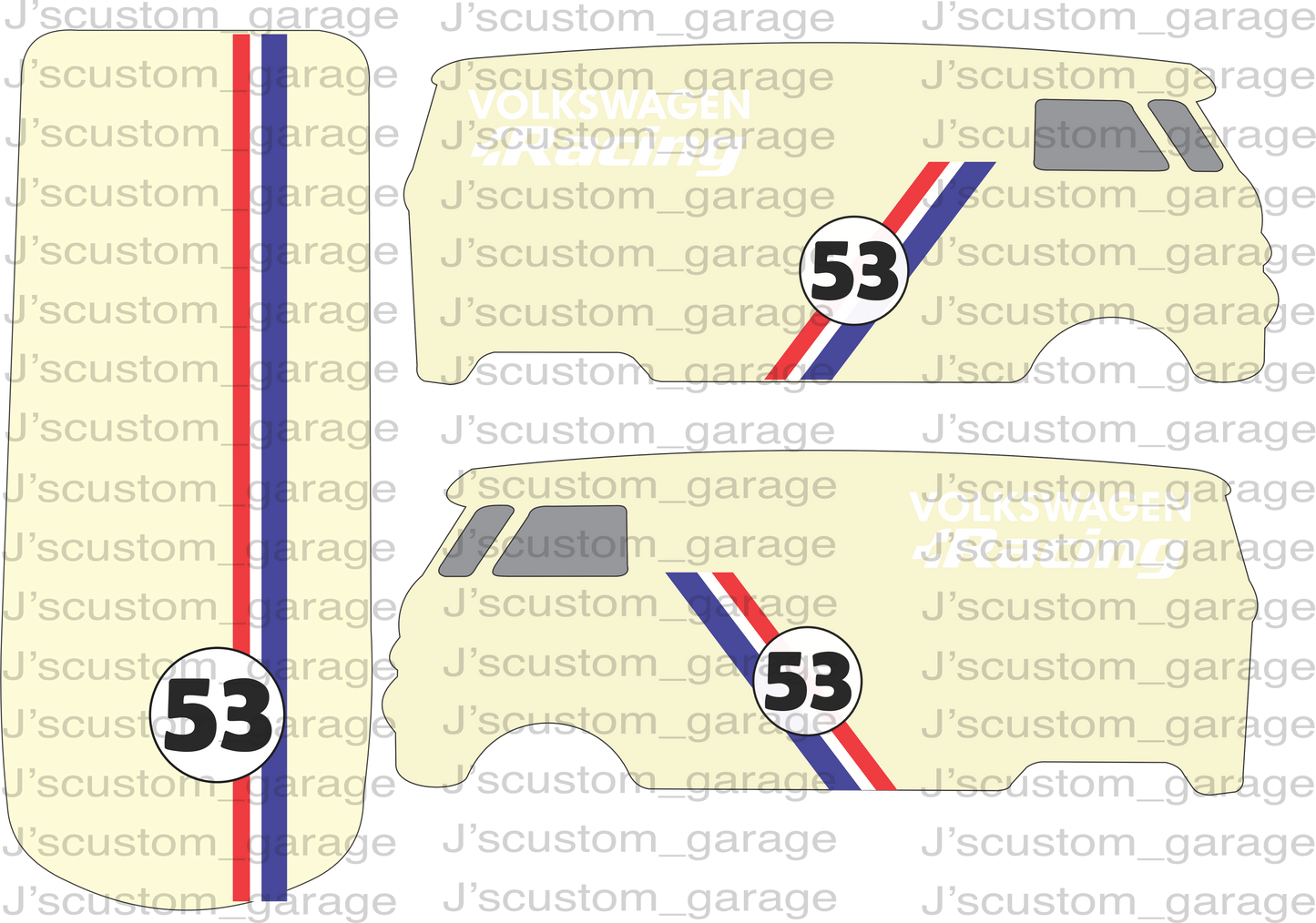 Herbie Volkswagen bus Version 2 waterslide decal