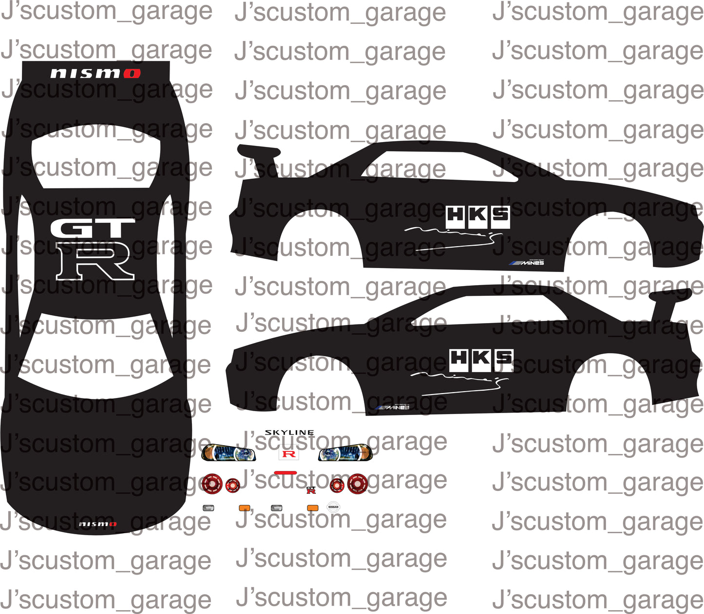HKS Nismo Skyline GTR waterslide decal