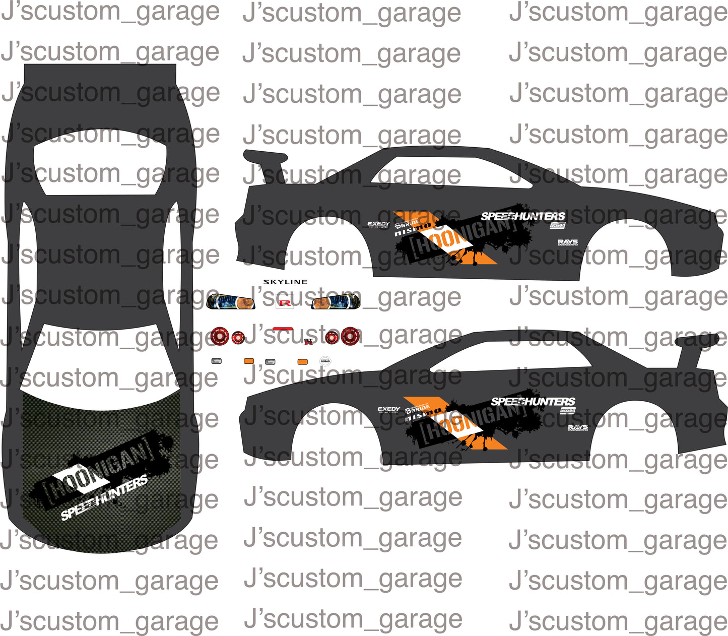 Hoonigan Skyline R34 waterslide decal