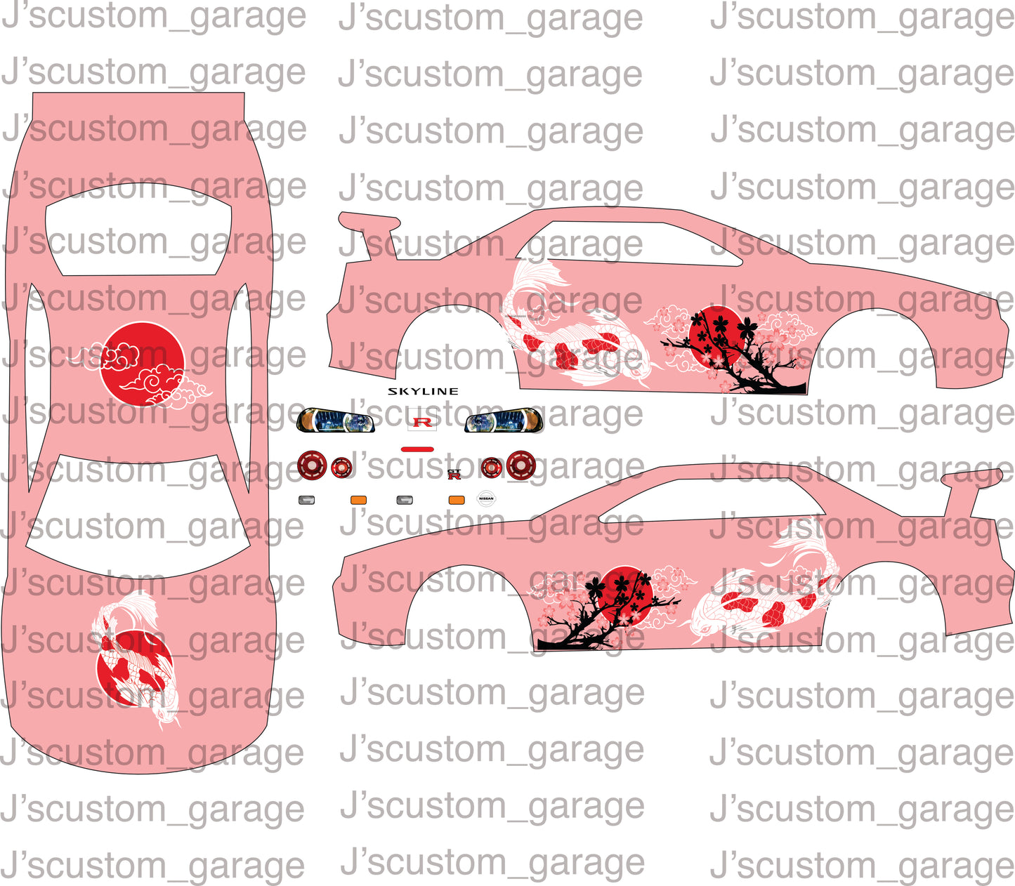 Japanese Koi Skyline waterslide decal