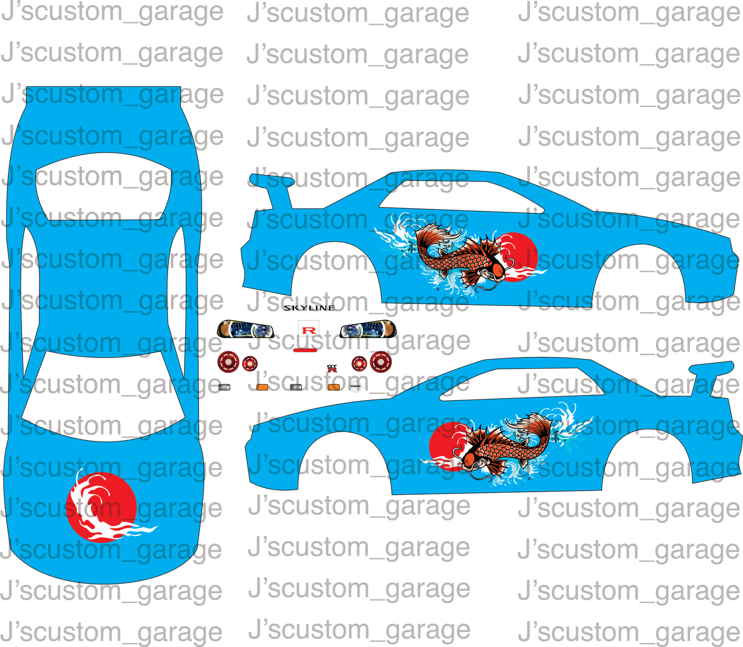 Koi fish Skyline waterslide decal