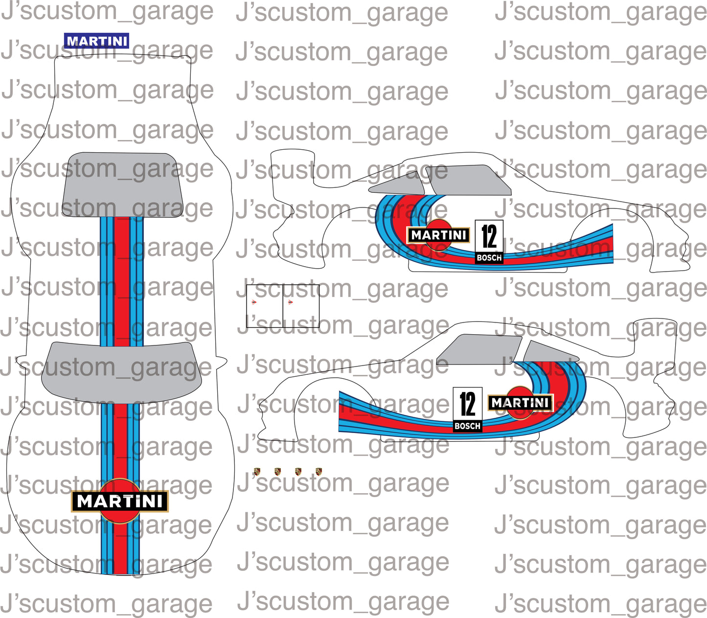 Martini version 2 porsche 993 Gt2 waterslide decal