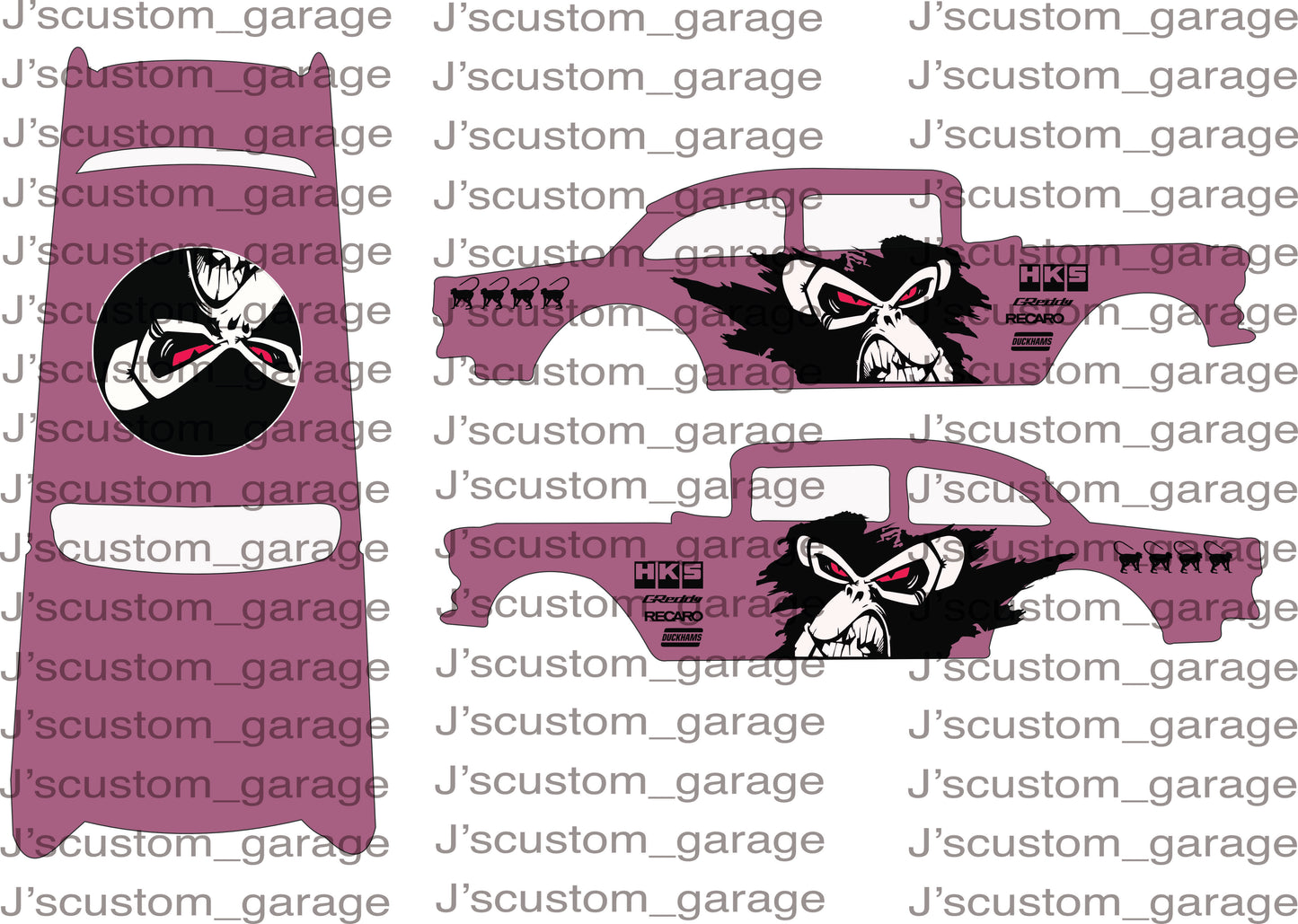 Gasser Monkey 55 Chevy Gasser waterslide decal
