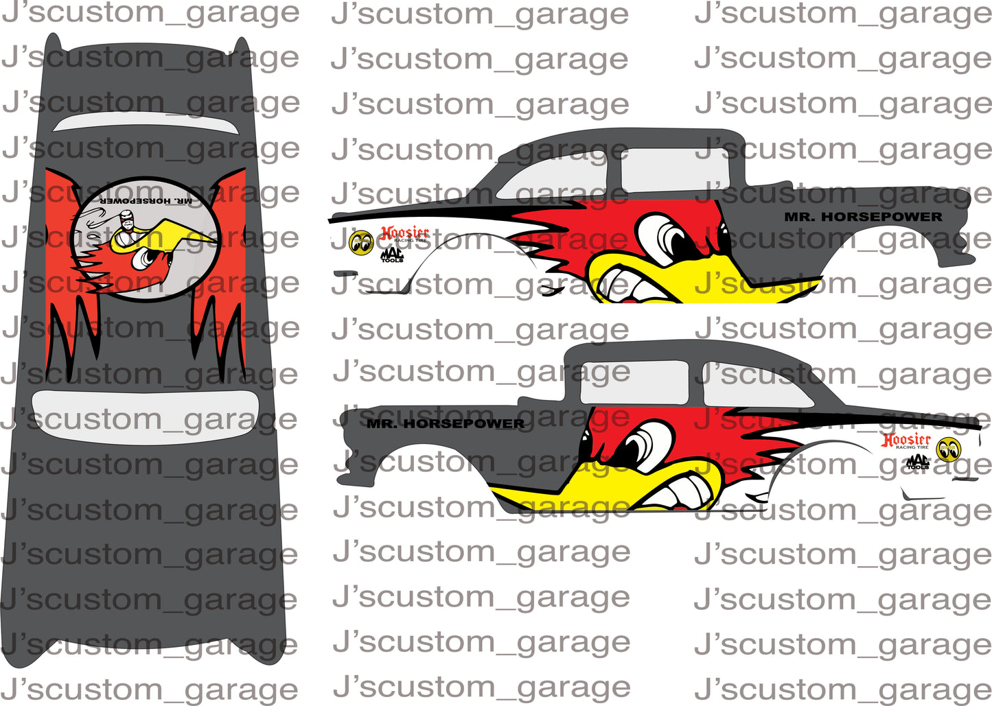 Mr.Horsepower 55 Chevy Gasser waterslide decal