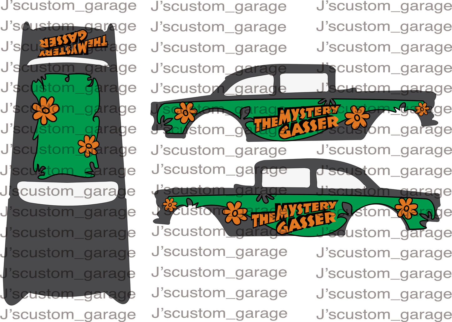 The Mystery Gasser 55 chevy waterslide decal