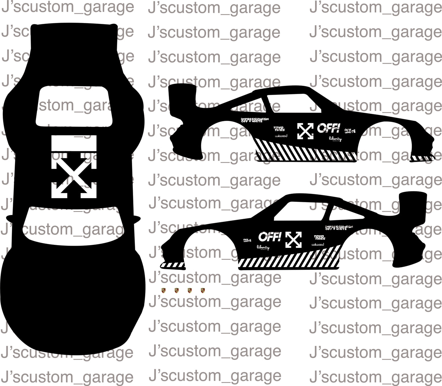 Off white Porsche 993 Gt2 waterslide decal