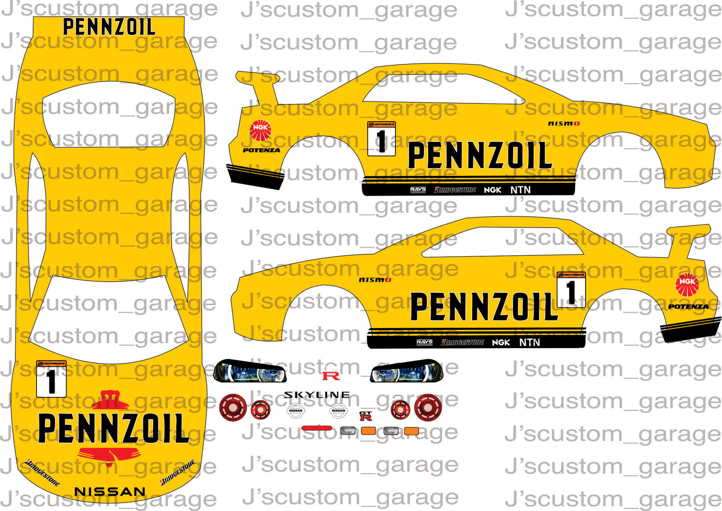 R34 Pennzoil waterslide decal