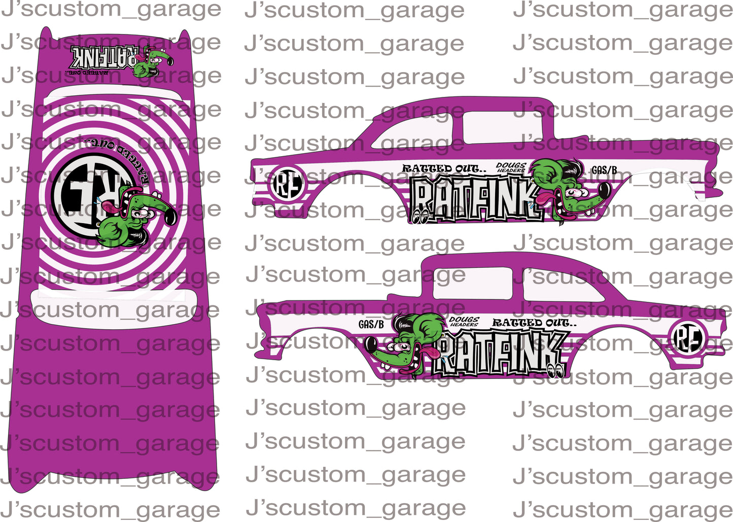 Ratfink 55 Chevy Gasser waterslide decal