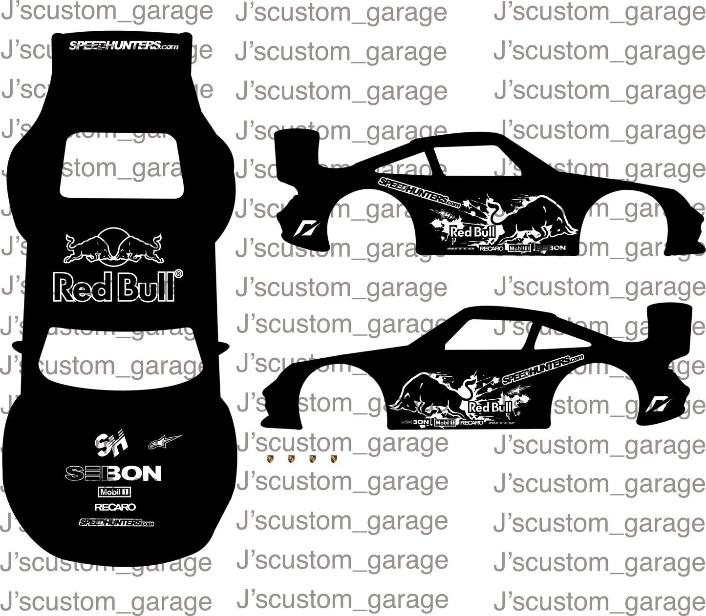 Redbull version 4 Porsche 993 Gt2 waterslide decal