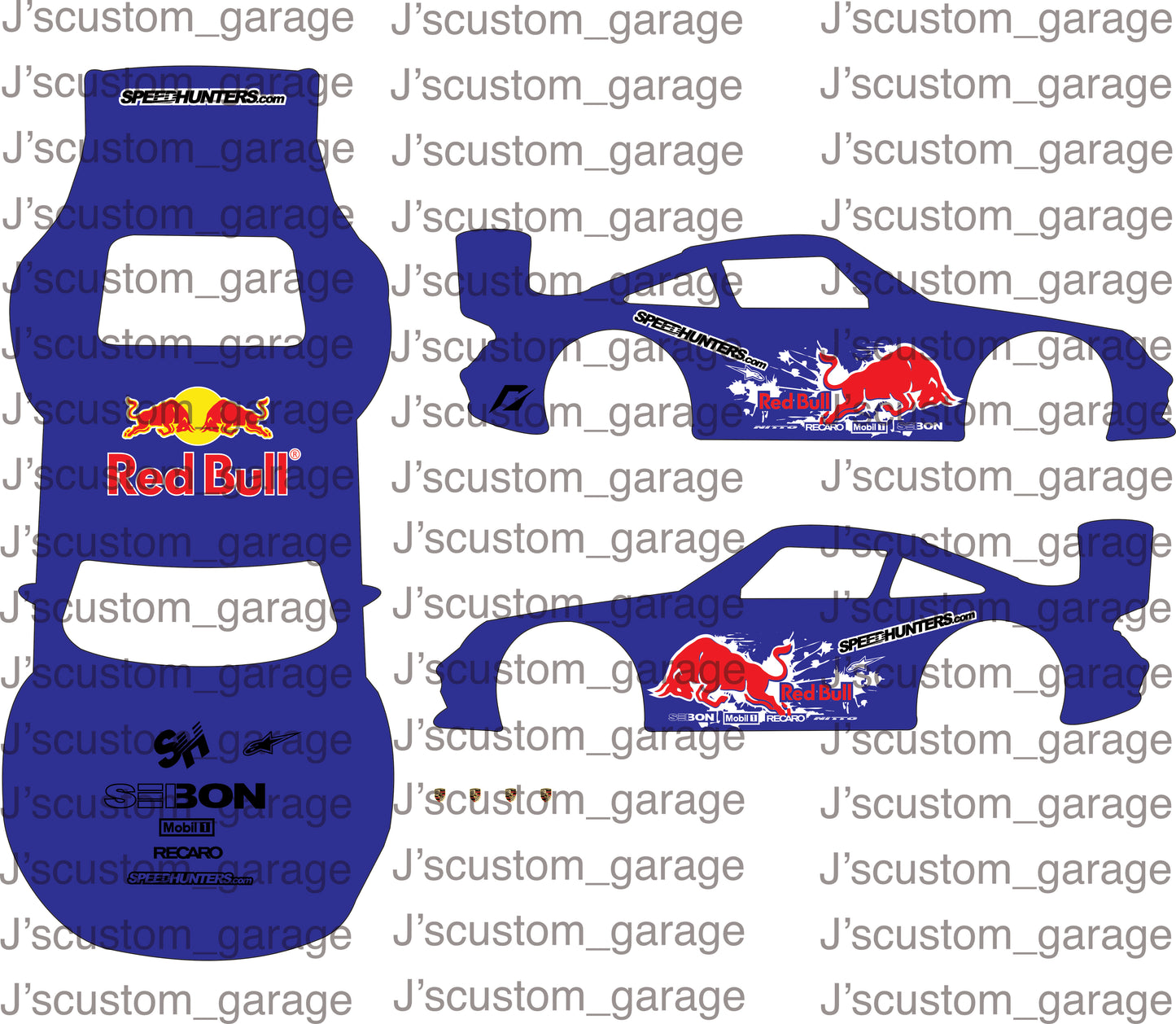 Redbull version 5 Porsche 993 Gt2 waterslide decal