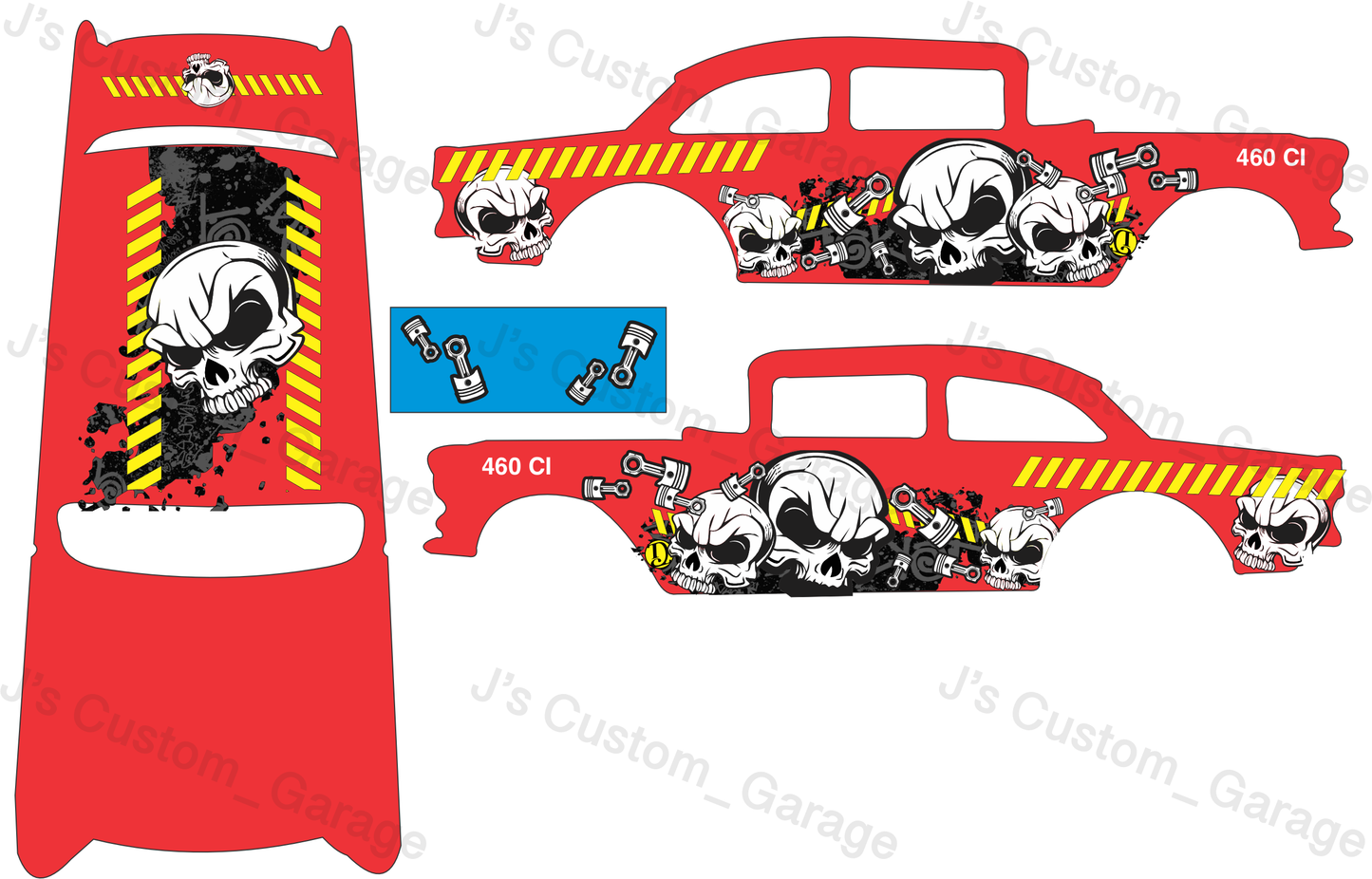 Skulls&Pistons 55 Gasser waterslide decal