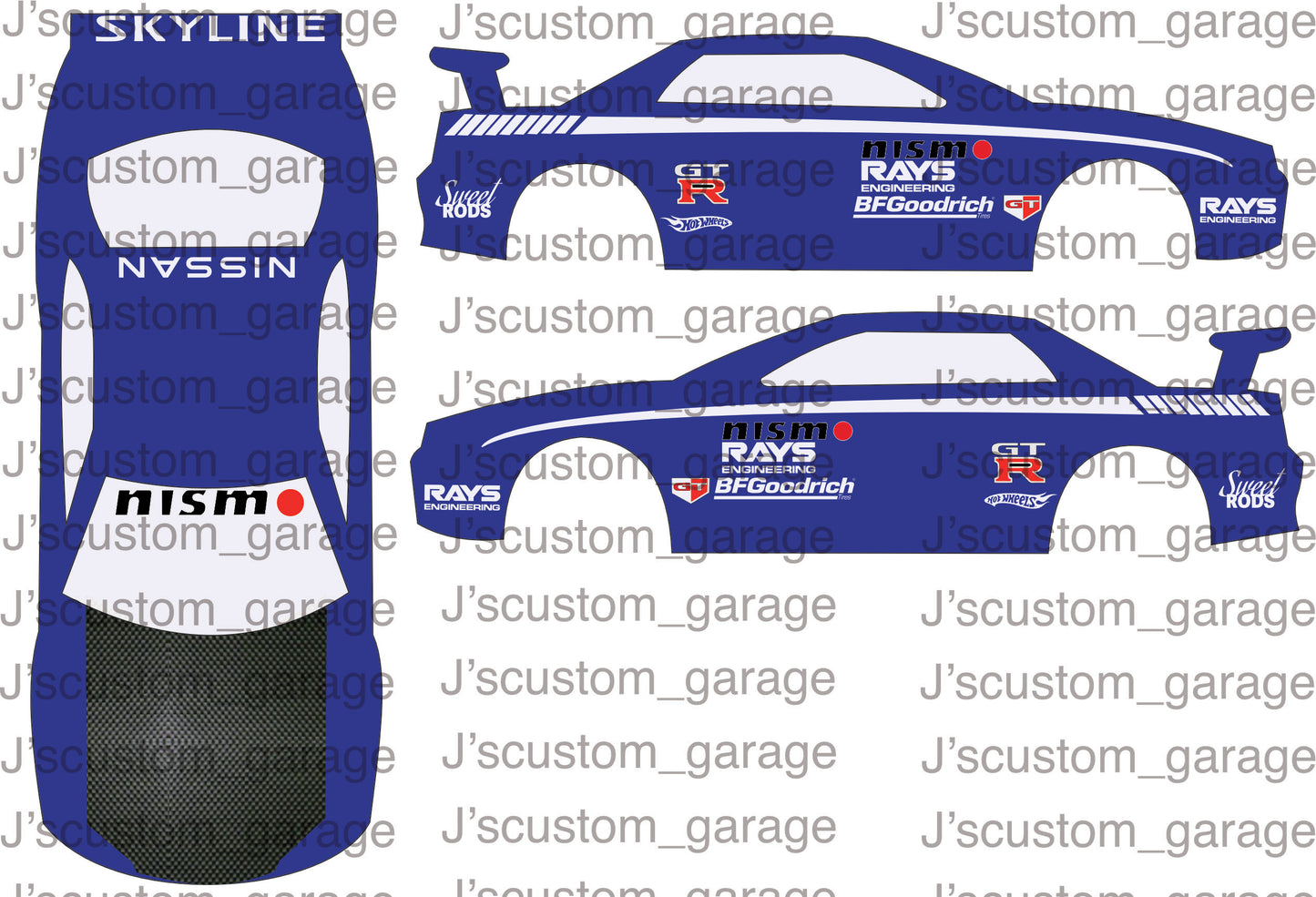 Sweet rods Skyline R34 waterslide decal