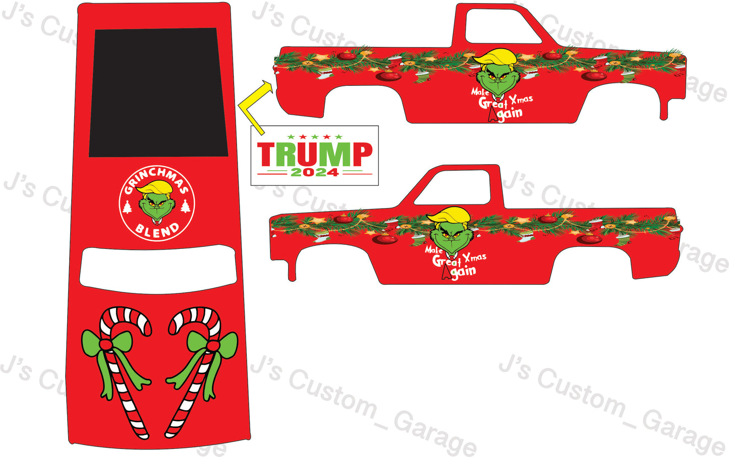 Trump Christmas 83 Silverado waterslide decal