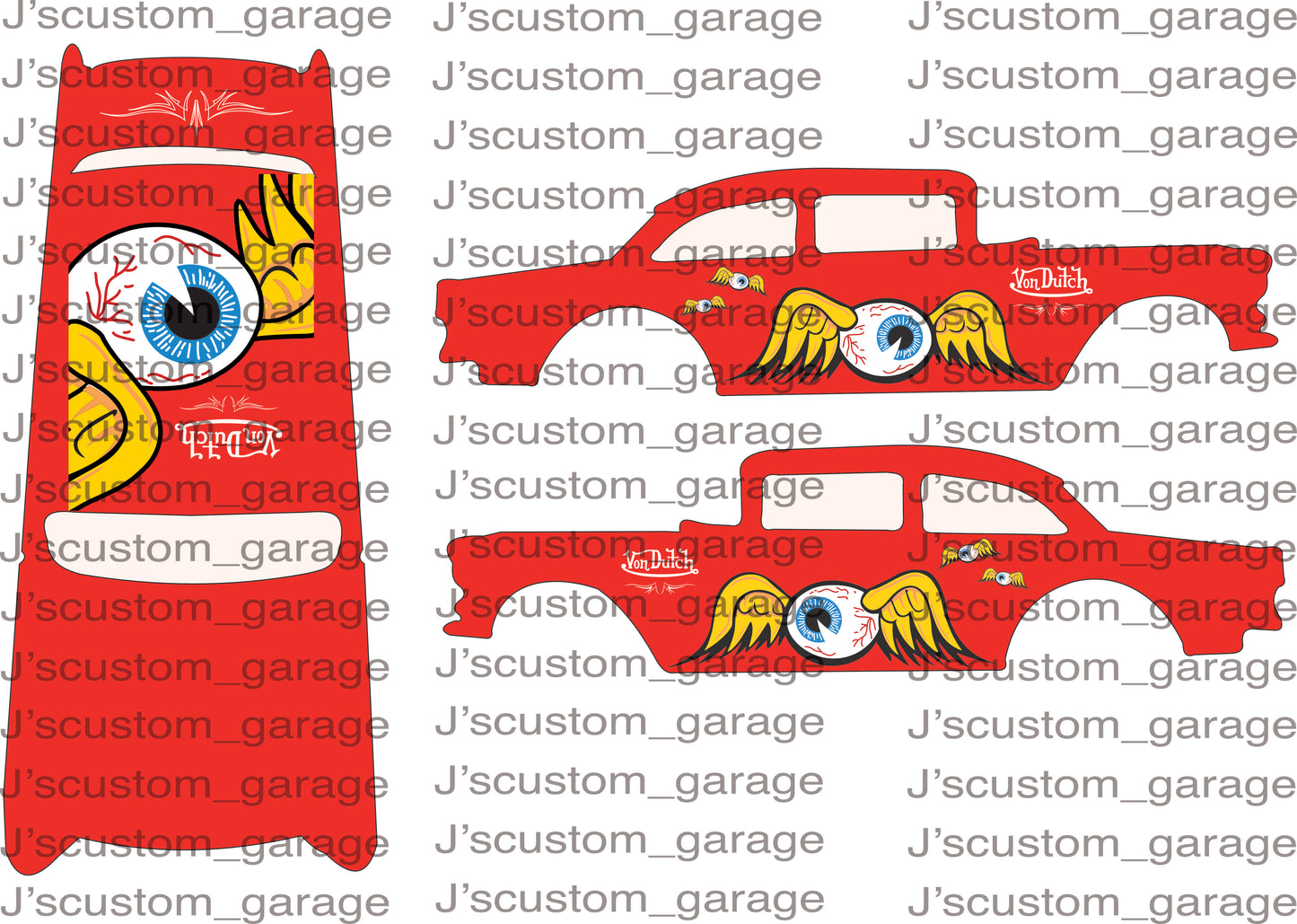 Von Dutch 55 Chevy Gasser waterslide decal