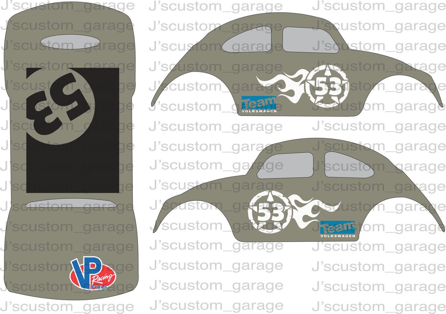 Racing volkswagen beetle waterslide decal