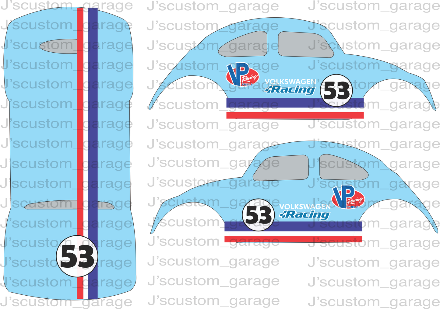 Herbie Volkswagen racing beetle Version 2 waterslide decal