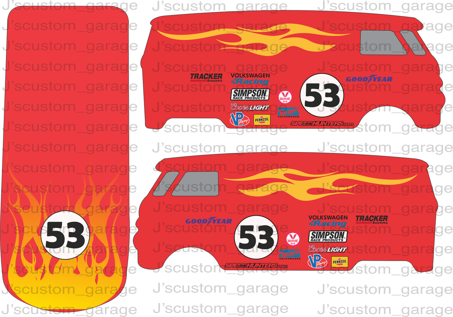 volkswagen racing bus version 2 waterslide decal