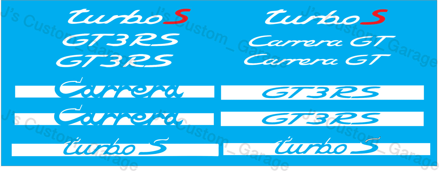 Porsche GT3RS logos waterslide decal