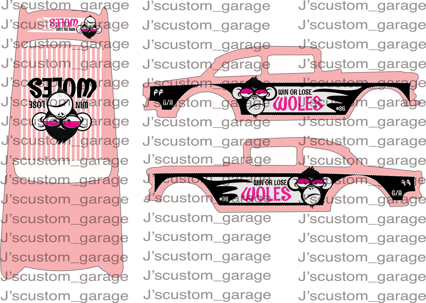 Woles monkey 55 Chevy Gasser waterslide decal