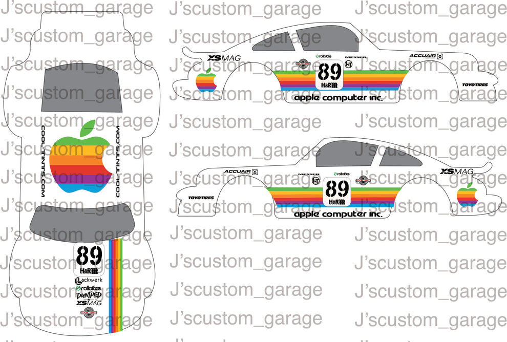 Apple Computer racing porsche waterslide decal – J’scustom_Garage