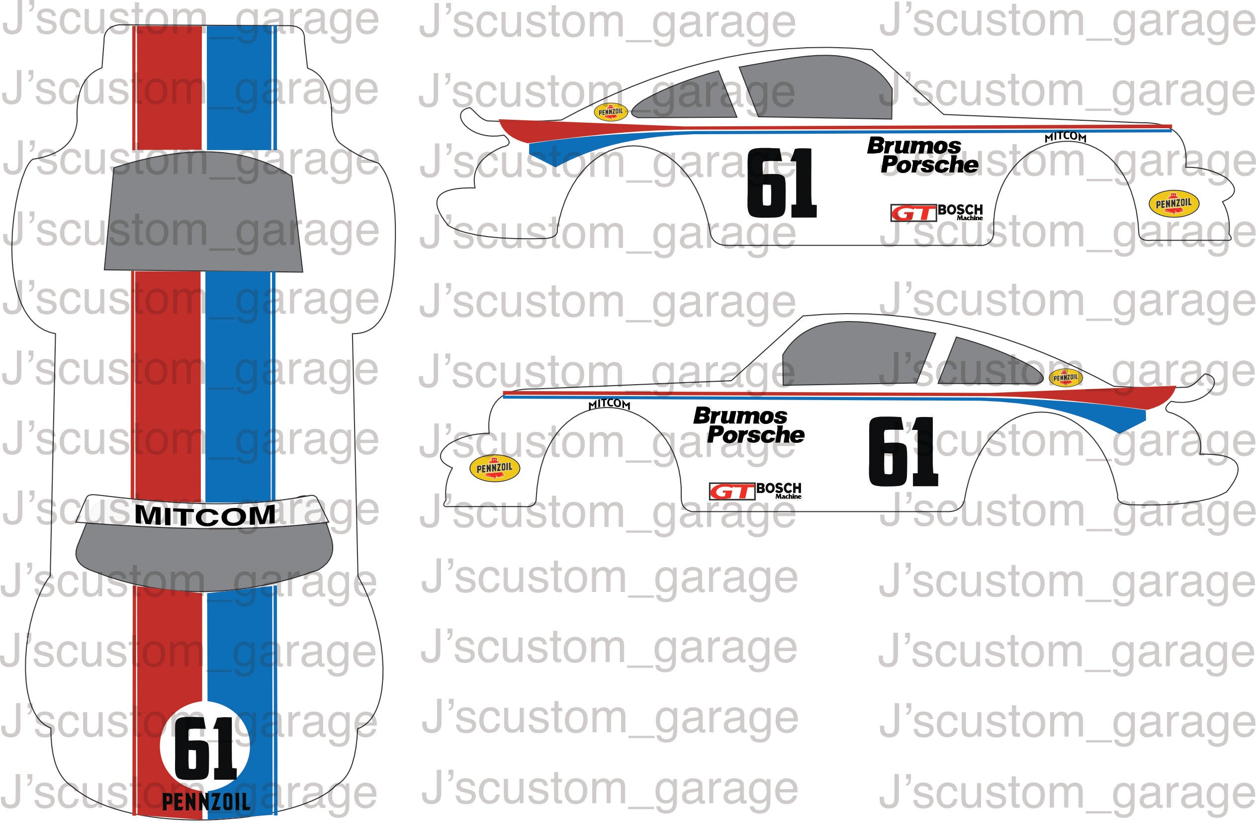 Brumos porsche (universal) waterslide decal – J’scustom_Garage