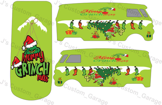 Grinch Volkswagen T1 bus waterslide decal