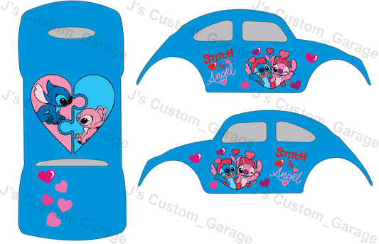 Stitch & Angel VW Bug waterslide decal