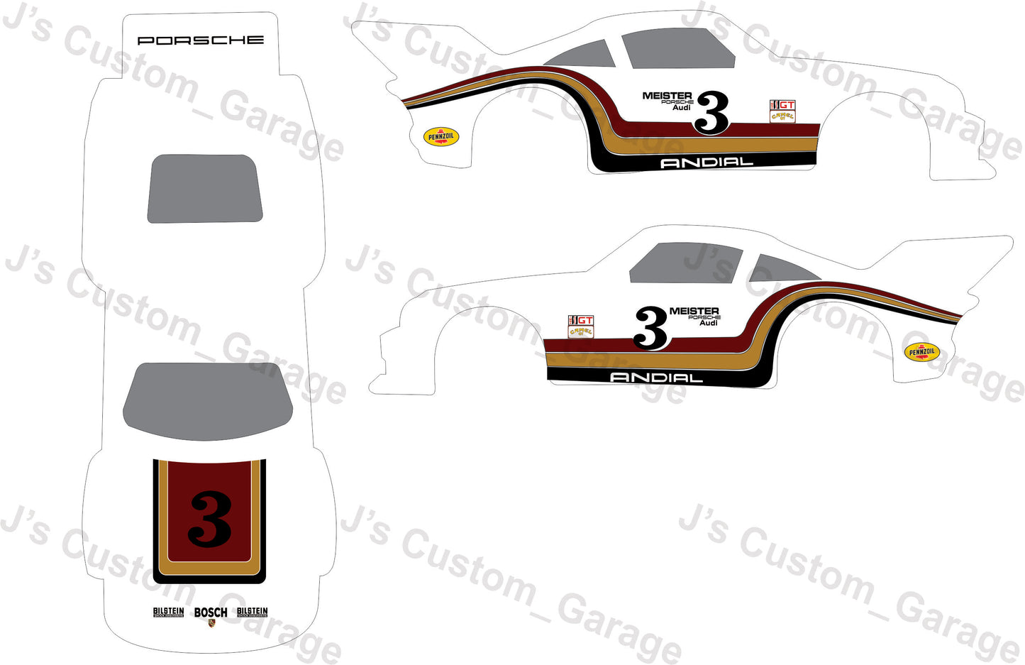 Meister Porsche waterslide decal