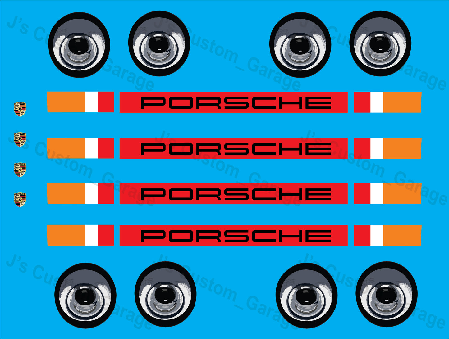 Tooned porsche 993 light bundle waterslide decal
