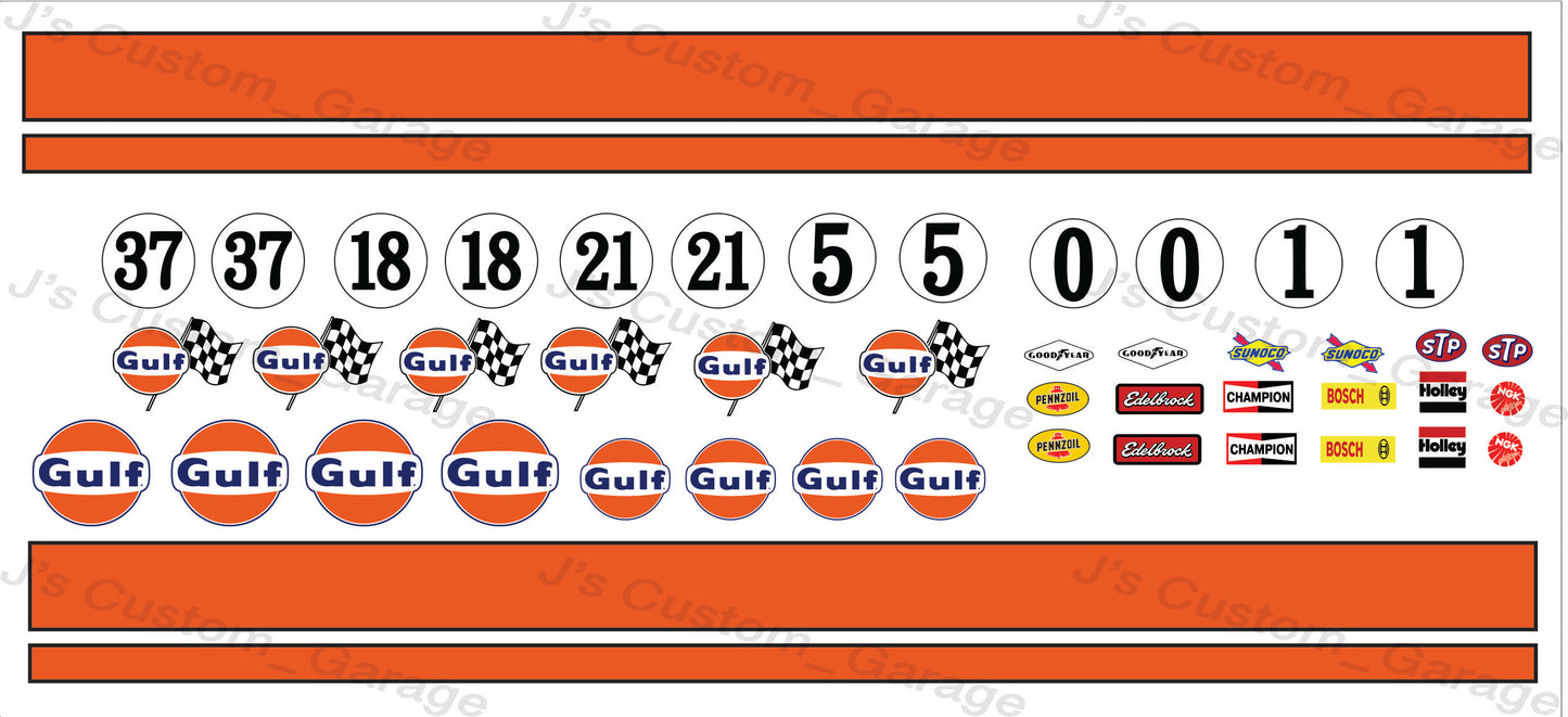 Universal gulf racing waterslide decal bundle!