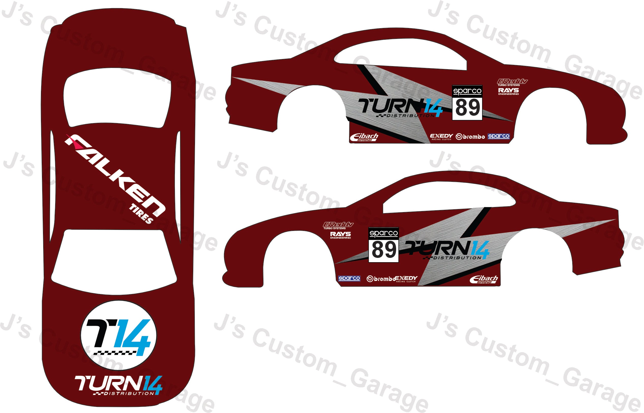 Universal Turn 14 race livery waterslide decal – J’scustom_Garage