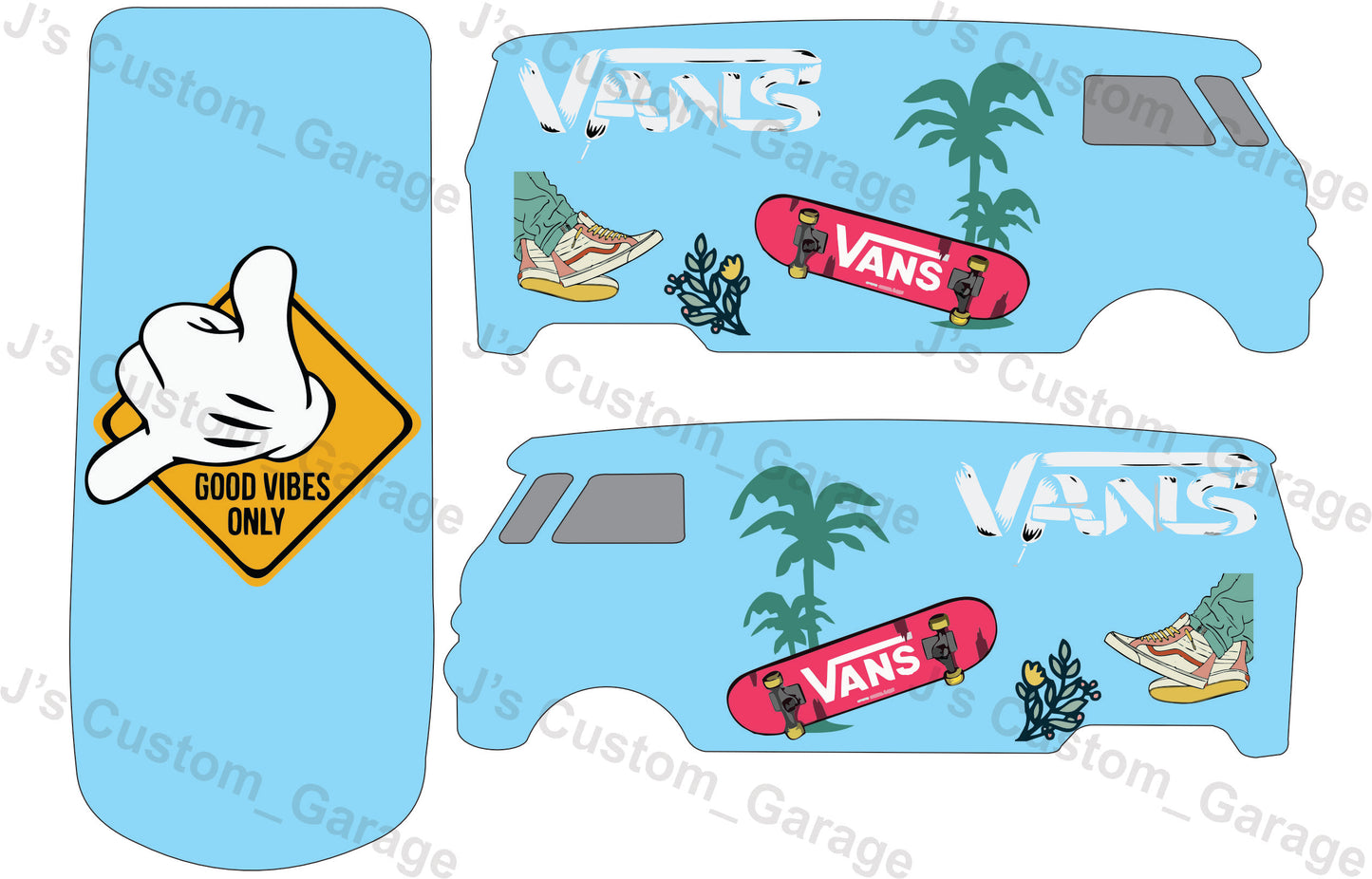 Vans VW T1 bus water slide decal